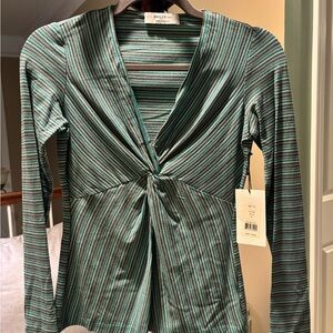 Bailey 44 Turquoise Striped Blouse